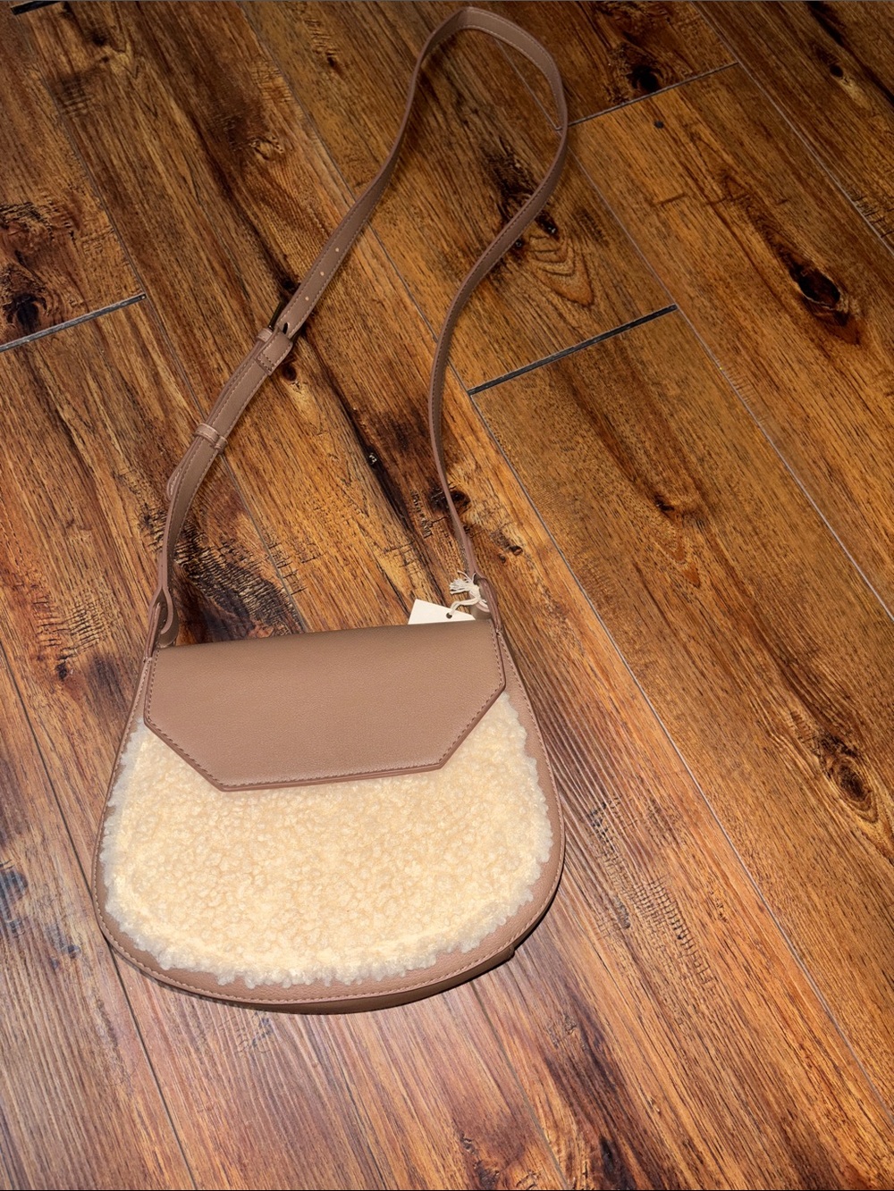 Universal Thread Tan Crossbody with Cream Shearling Front